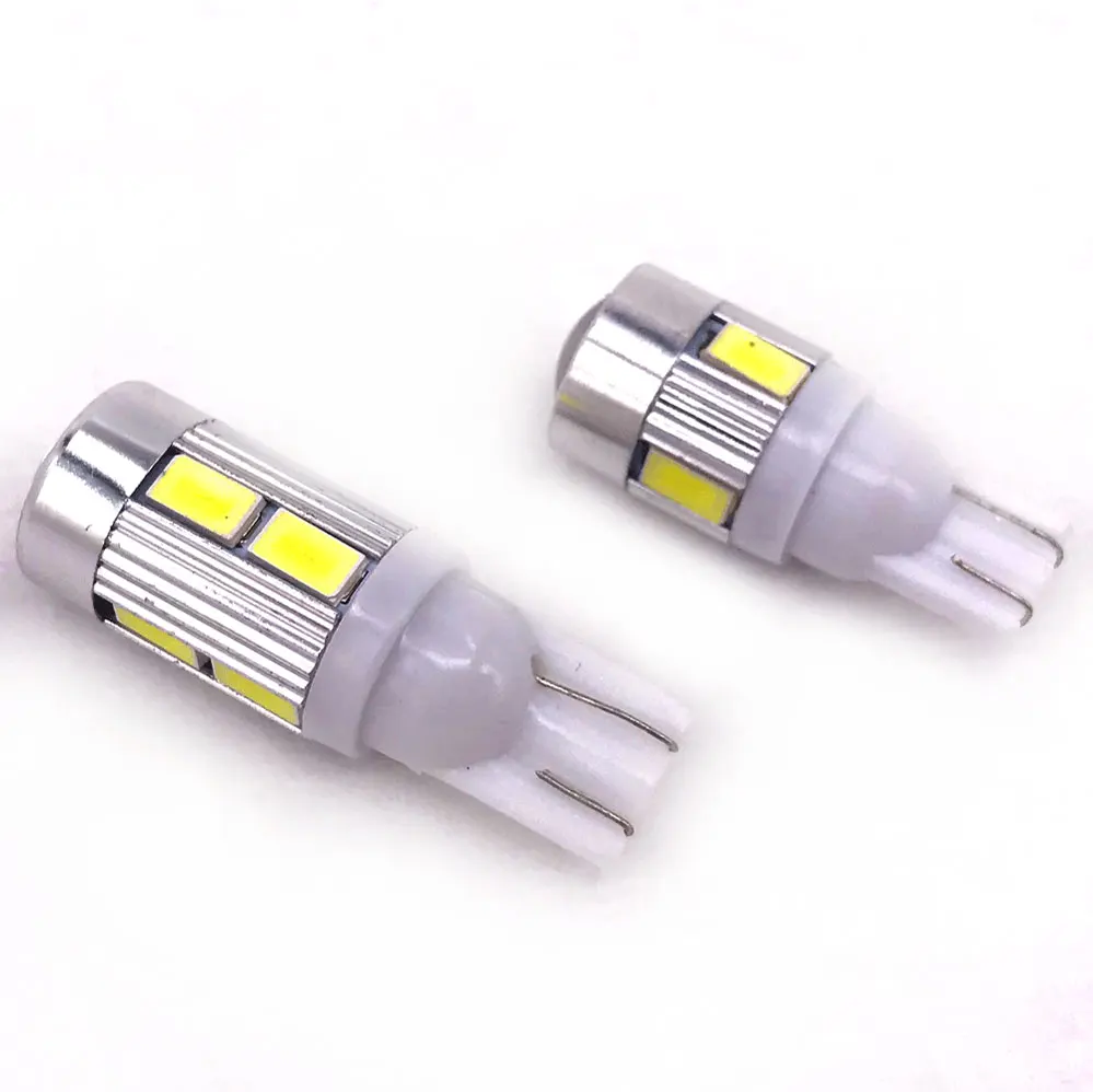 T10 Led W5W 168 Car Wedge Interior Dome Lighting Lamp 5630 6SMD 10SMD DC12V Silica Gel Turn Side Bulbs 6000K White 194 Led Bulb