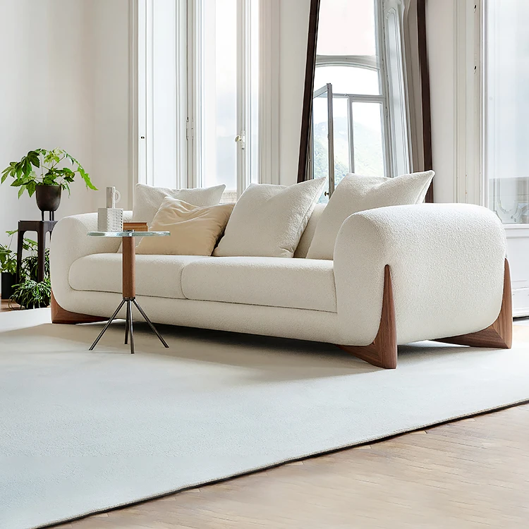 Recliner Sofa with Wooden Legs Modern Living Room Furniture Nordic Style White Italian European Large Canape Xxl