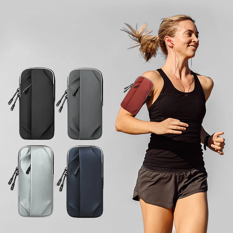multi colors reflective strip arm band pouch bag touch screen clear mobile phone strap sleeve case holder for running gym sports