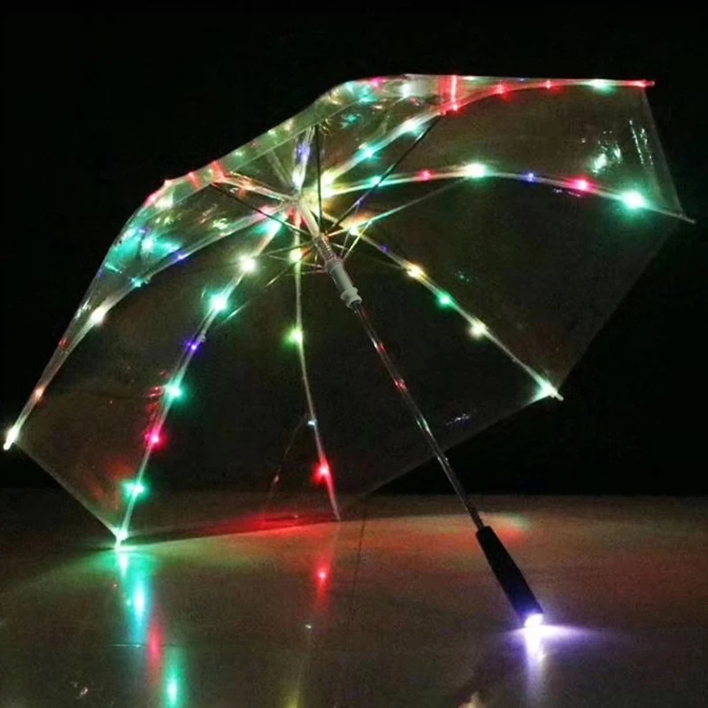 Printed Flashlight Led Lighting Bubble Dome Kids Oversized Transparent Custom clear Umbrella