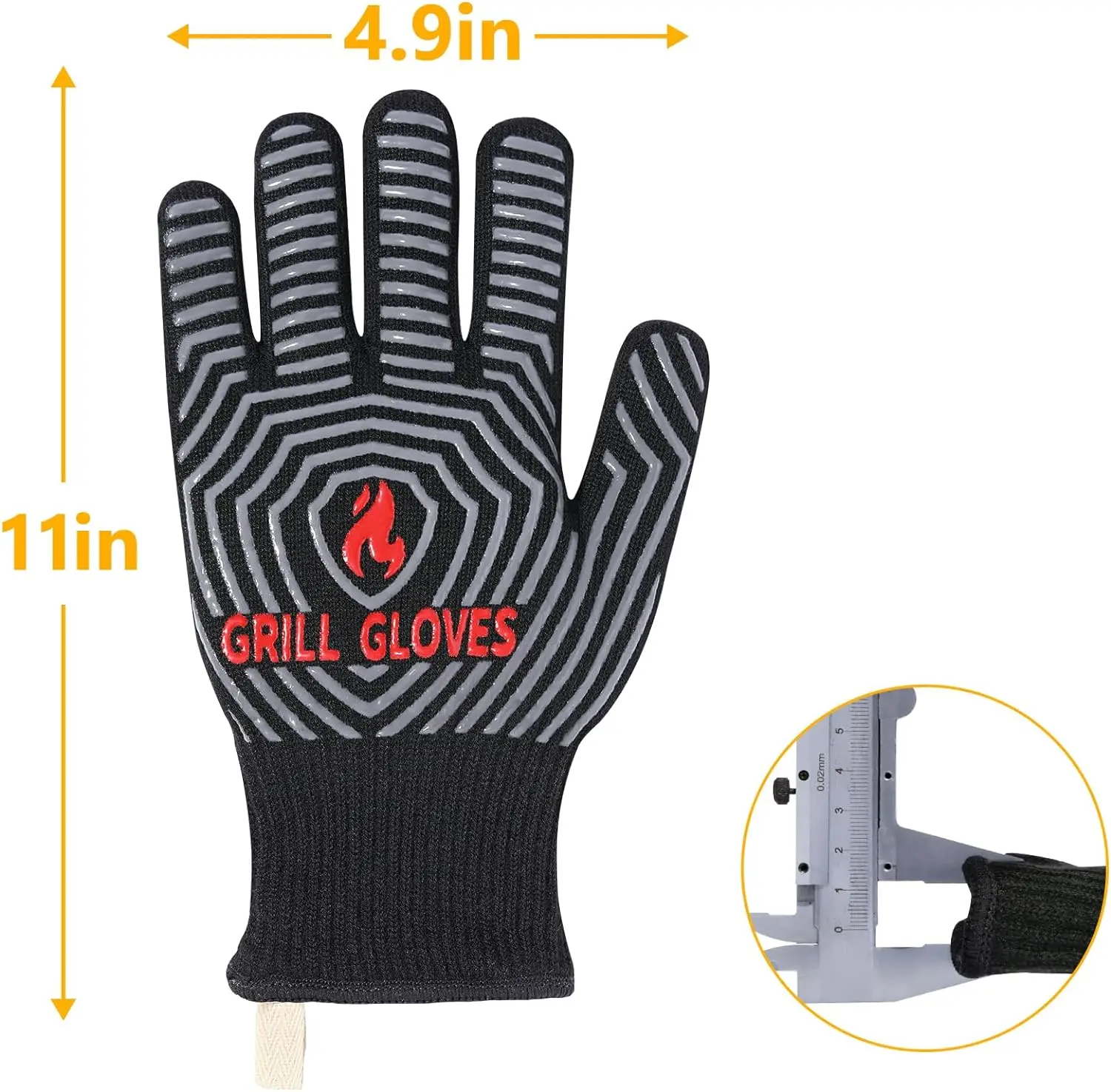 1472F Extreme Heat Resistant Silicone Non-Slip Kitchen Oven Mitts BBQ Gloves for BBQ, Cooking, Baking