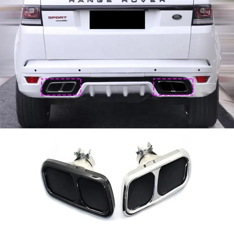 SYPES 1 Pair 304 stainless steel Exhaust Pipe For 2018-2020 Range Rover with SVR body kit Square Exhaust System
