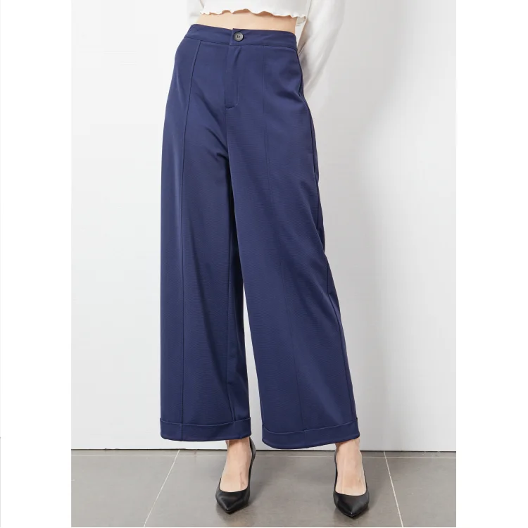 Blue 2021 New Arrivals Korean Suits Pants Trousers Wide Leg Pants For Women Hight Waist