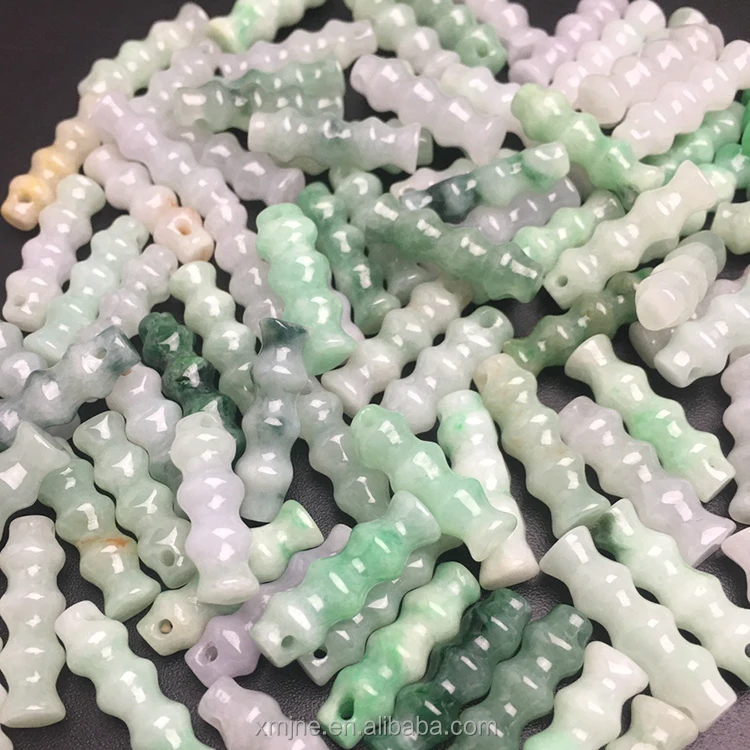 Jade Grade A Jade Scraps Necklace Ice Kind Bamboo Carving Handicraft Factory Wholesale