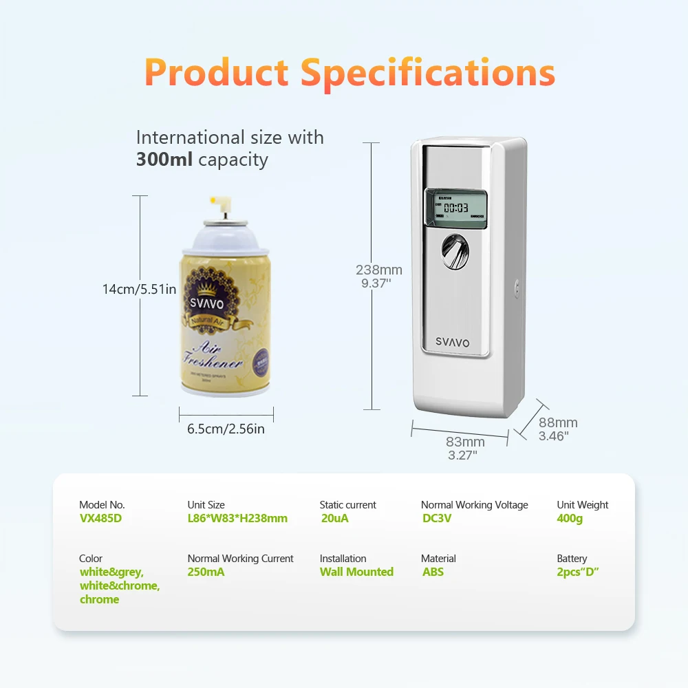 Hotel Office Toilet Wall Mounted Automatic Air Freshener machines fragrance spray perfume aerosol dispenser