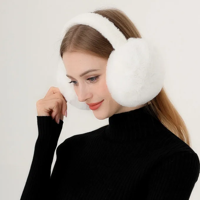 Cute And Warm Ear Muffs Winter Foldable Solid Plush Ear Protection