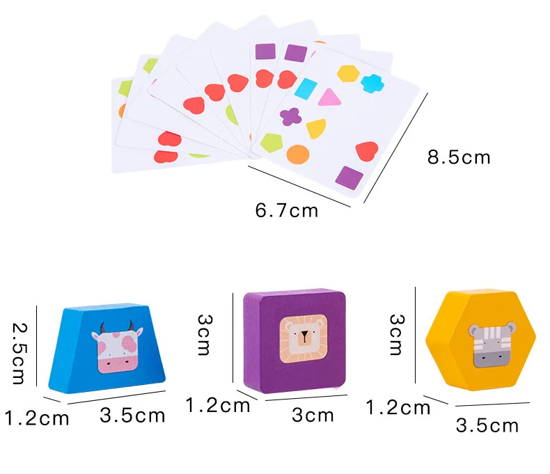 Hot Selling Wooden Shape Animal Color Cognition Puzzle Toy Early Education Graphics Matching Cards Cognition Toys