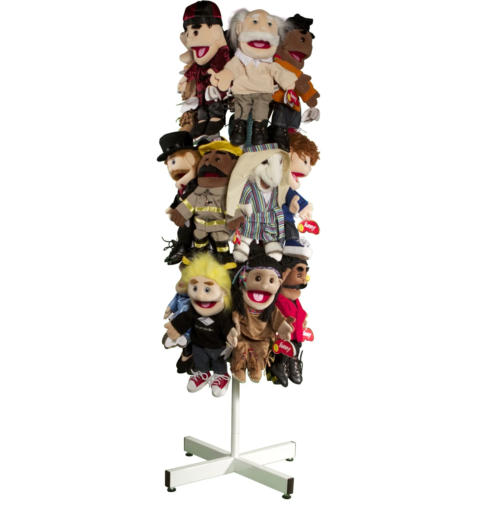Finger Toy Display Rack Free Standing Puppet Tree Stand Holds 20 Puppets