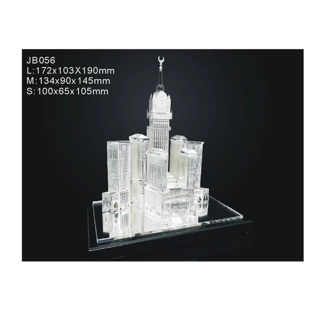 Saudi arabia makkah royal clock tower model crystal building model islamic souvenir