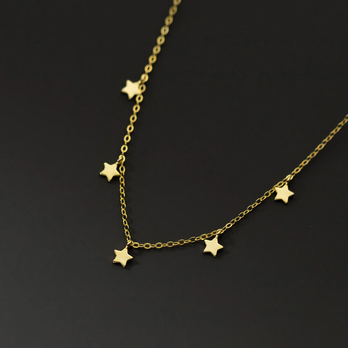 fashion 925 silver necklace jewelry 925 sterling silver star chain necklace 18K gold plated silver clavicle necklaces women