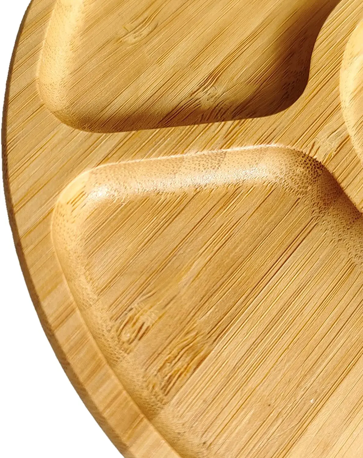 Round Bamboo Divided Serving Tray 5 Compartments Snack Appetizer Serving Dish Sectional Party Platter for Snacks Fruits Crackers