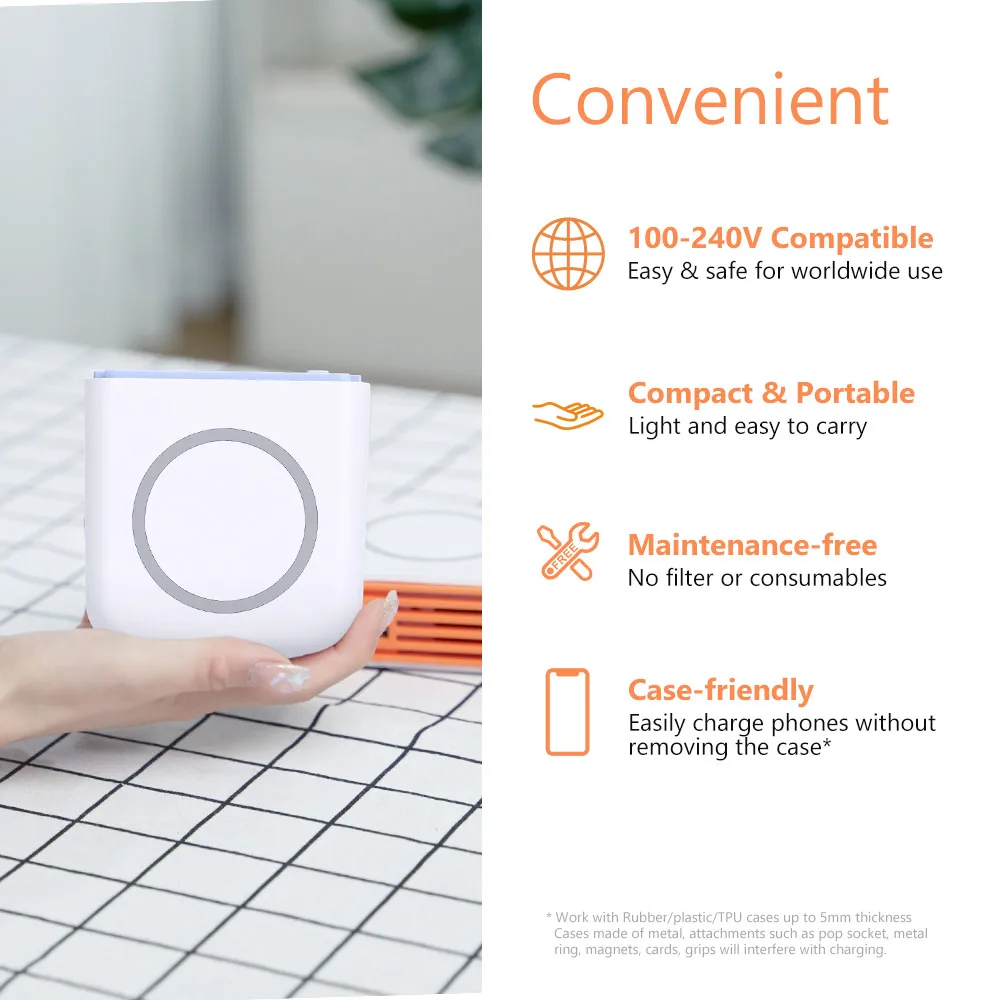 Mini 15W USB Wireless Fast Charger 3 In 1 Small Room Office Hotel Desktop Anion Generator Air Purifier