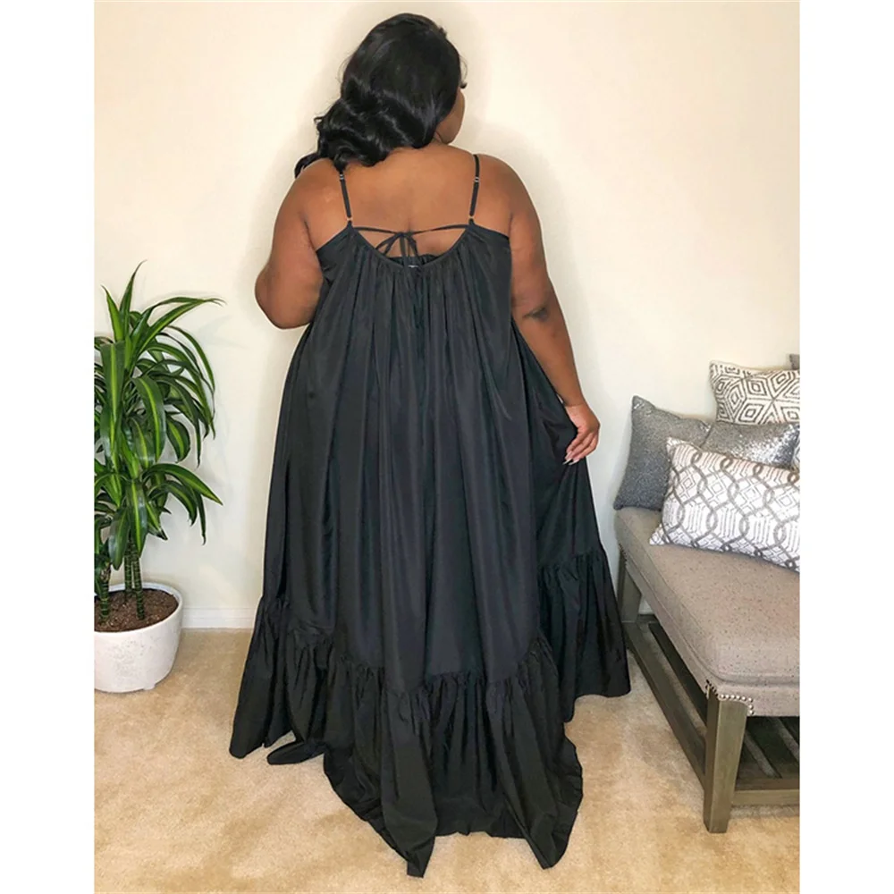 2023 New Arrivals Summer Plus Size S-5XL Women Casual Suspenders Sleeveless Loose Maxi Dress