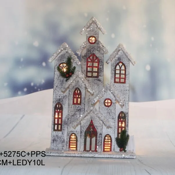 decorative lighted up wooden Christmas house village house with led for Christmas decoration