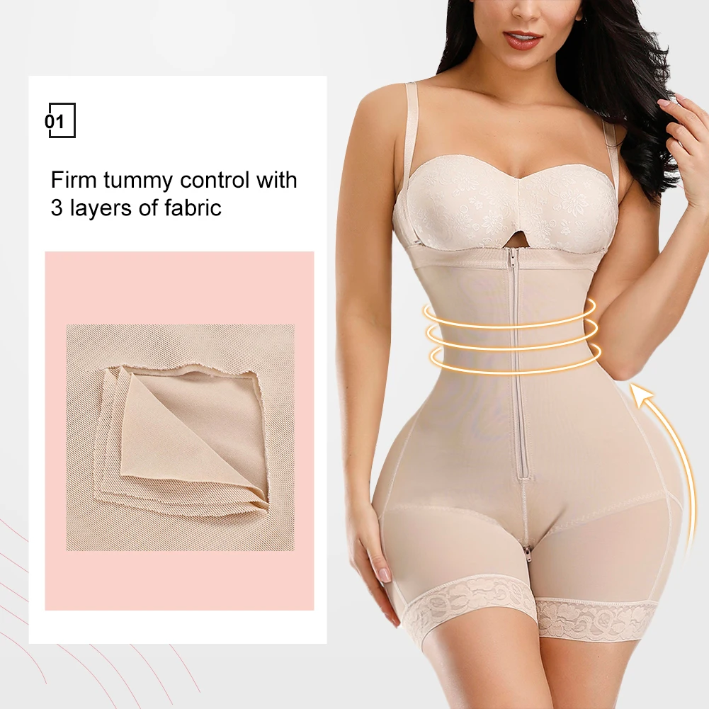 Hot Sale High Quality Adjust Hooks And Zipper Women Fat Tummy Control Colombian Full Body Shaper Shapewear