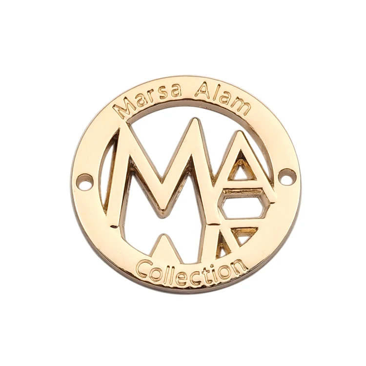 2024 Custom 2 Holes Engraved Metal Plate Logo Sewing Zinc Alloy Brand Garment Label Metal Tags With Custom Logo for Clothing