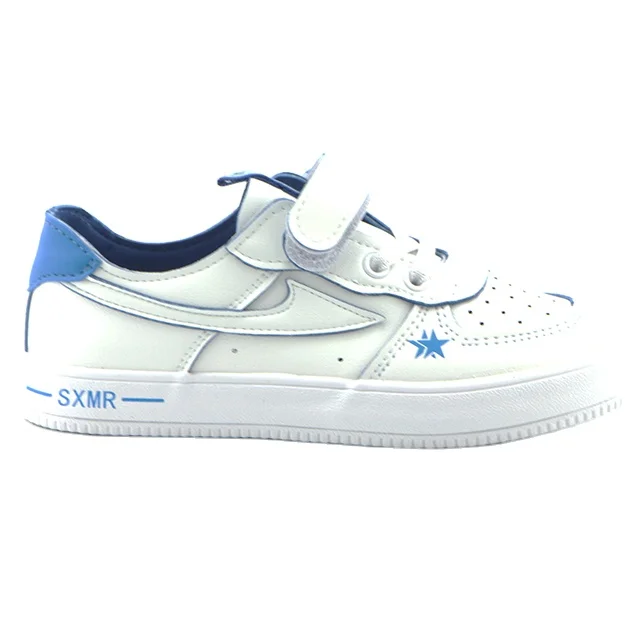 
kids white casual vulcanized shoes air force hook and loop sneakers 