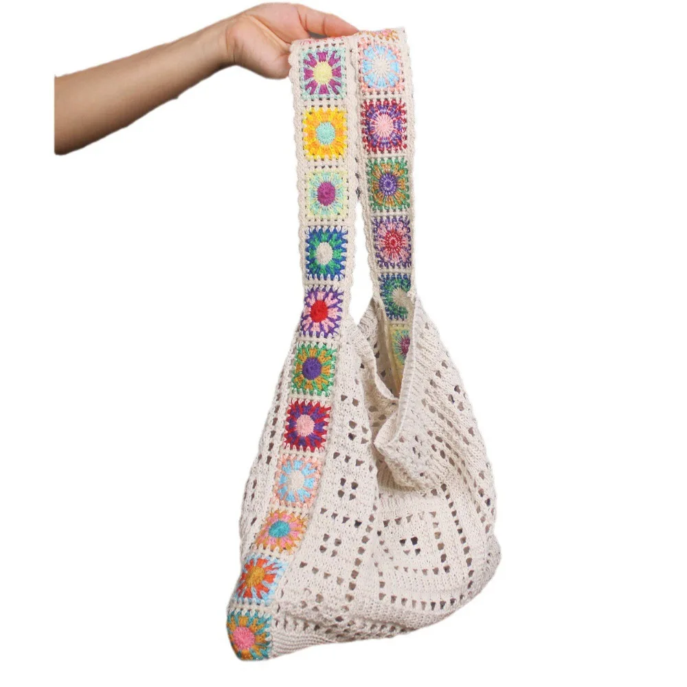 Factory 2024 New Design Knit Large Capacity candy color hollow out Women fashion Shopping Bag