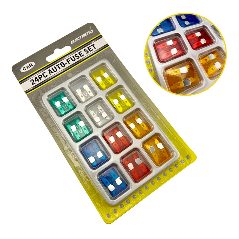 24PCS Auto-Fuse  Car Fuse Set With Side Blister Card Packing