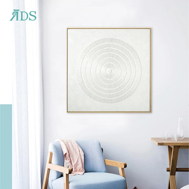 Hot sale modern heavy textured white canvas painting wall art