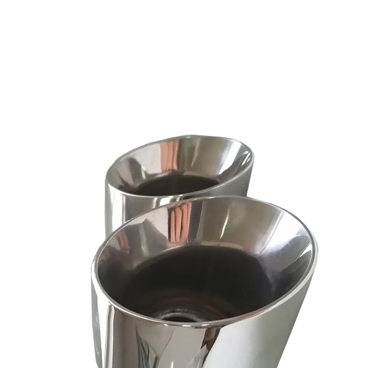 Universal T304 stainless steel Mirror Polished Double Layer 2.5 inch inlet 4.0 inch outlet exhaust silencer muffler tip tailpipe