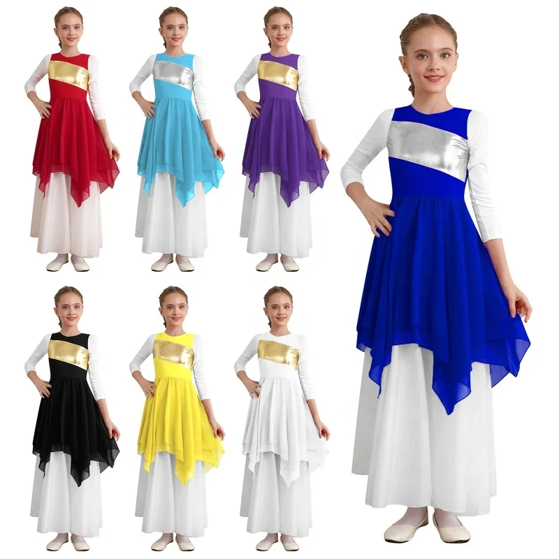 6-16 Kids Dancewear Manufacturer Classical Contemporary Dance Costume Children Ballroom Girls Lyrical Dance Dress