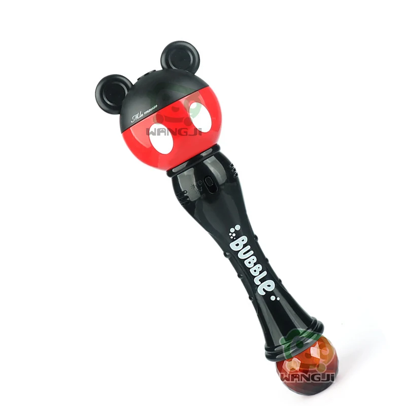 Cute Mouse Magic Wand Bubble Electric Bubble Maker Machine With Light And Music Handheld Bubble Wands Set  For Kids