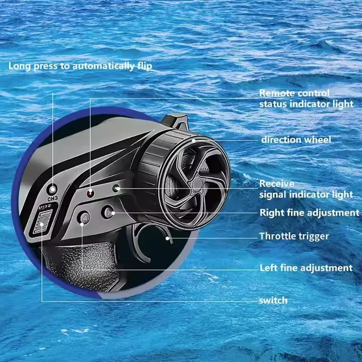 Remote control toy boat light double motor one button flip low electric over navigation tips children rc race boat