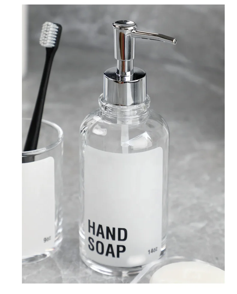 Wholesale Elegance Glass Bathroom Set Decor 4 Piece Toothbrush Holder Soap Dispenser Dish Glass Bathroom Accessories