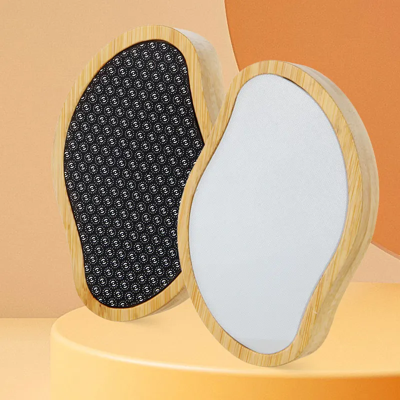 Reusable Double-sided Nano Glass Hair Removal 2-in-1 Wood Bamboo Handle Portable Foot File Pedicure Care Tool Feet Scrubber