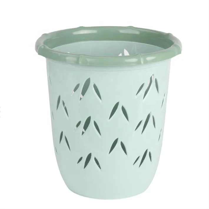 Good Quality Smooth Surface Plastic Waste Basket Bamboo Leaf Appearance Waste Paper Basket