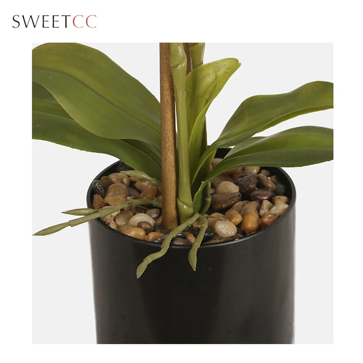 55cm real touch pink orchid plant artificial phalaenopsis orchids in pot for home decoration