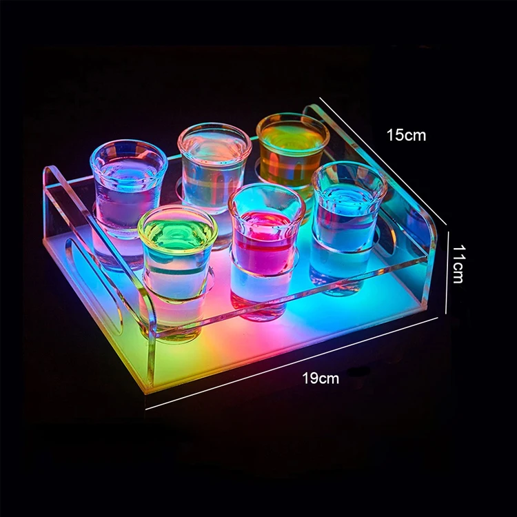 13.7X4.3X5.9Inches Acrylic Bar Wine Cup Holder With Led Light Catering Di Amore Shot Glass Serving Tray