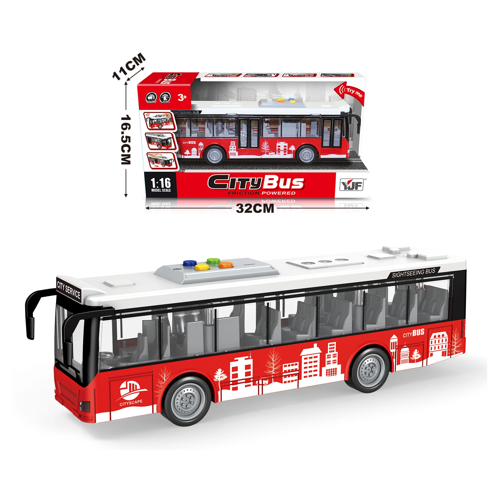 1:16 Scale City Bus Educational Toy for Kids for Learning and Play