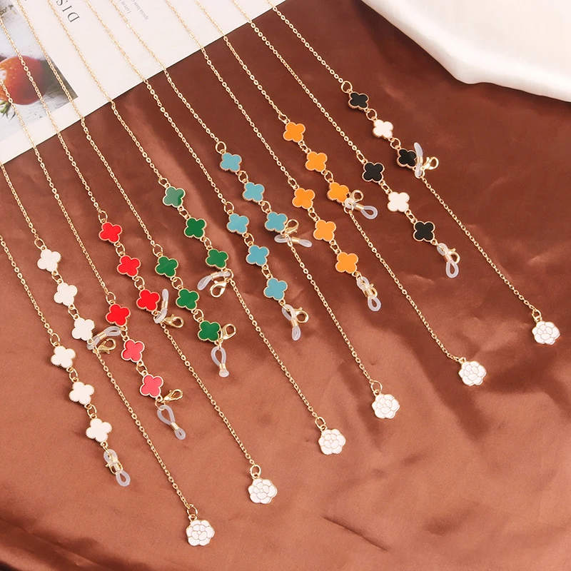 2022 RTS New Creative 76 cm Eyeglass Holder Anti-lost Rope Four-leaf Clover multiple Colour Metal Glasses Chain