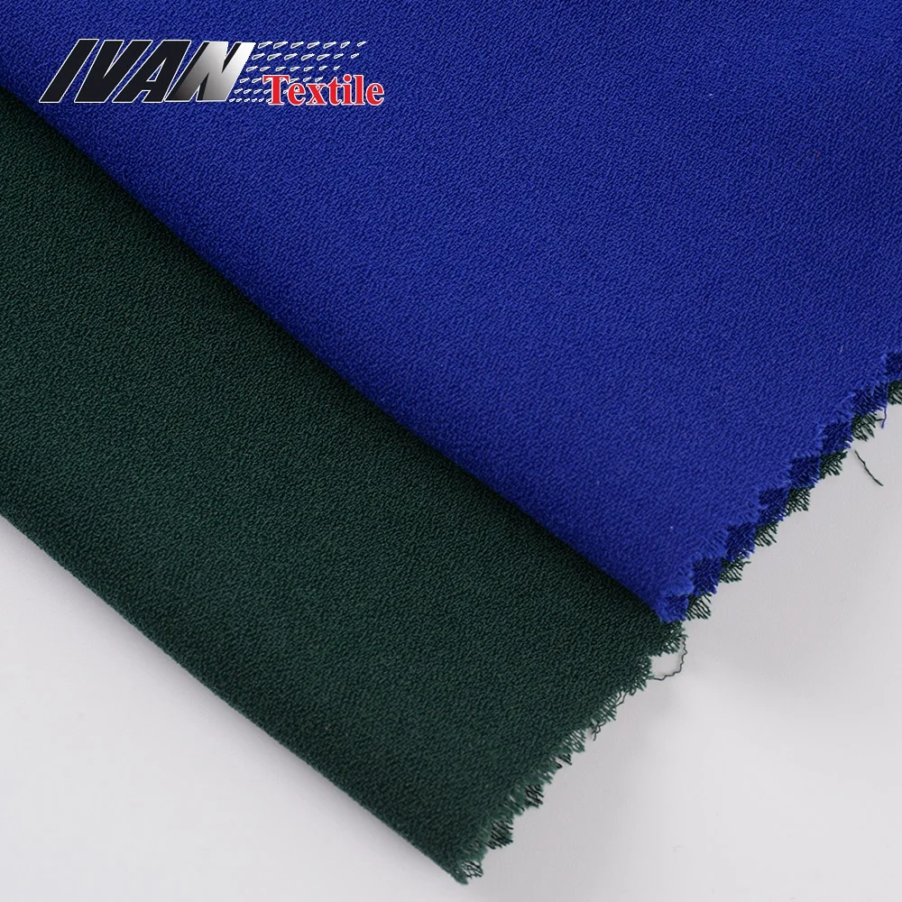 Italian fashion luxury 160D polyester tear resistant woven crepe plain dyed cardigan fabric for lady garment