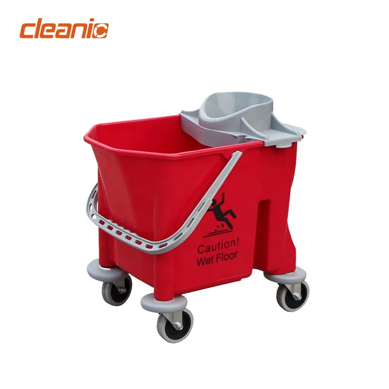 Color coded commercial mopping system red yellow blue green portable compact mop bucket cleaning cart on wheels