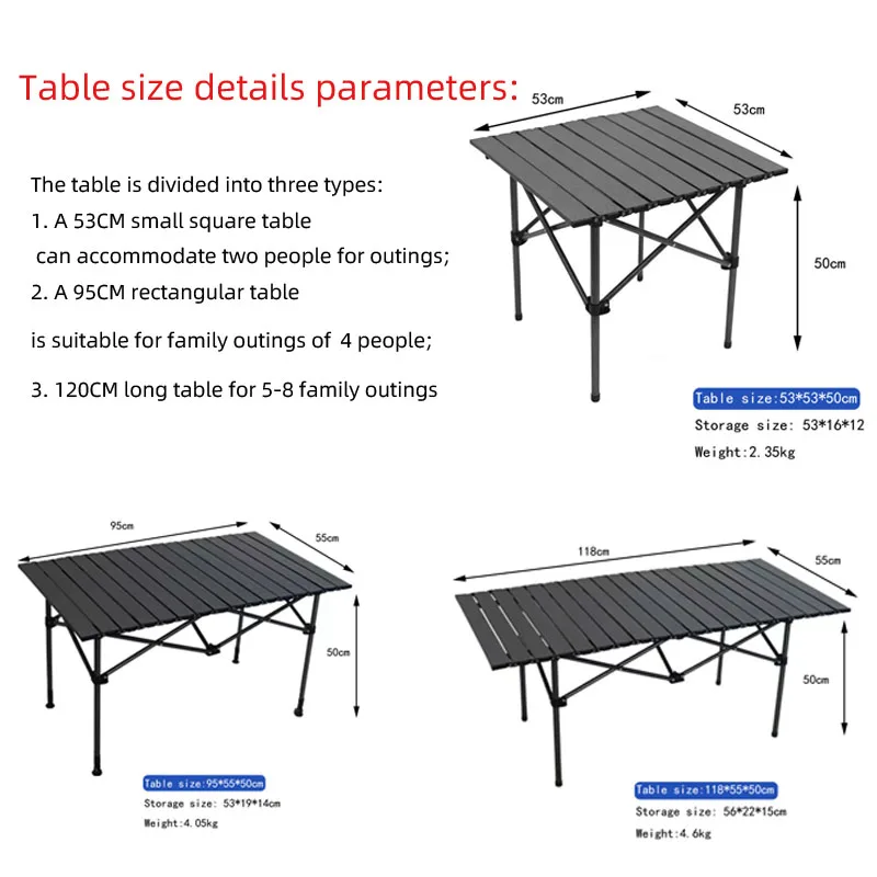 Cheap Outdoor Furniture Portable Roll Up Aluminium Heavy Duty Folding Foldable Camping Table And Chairs Set