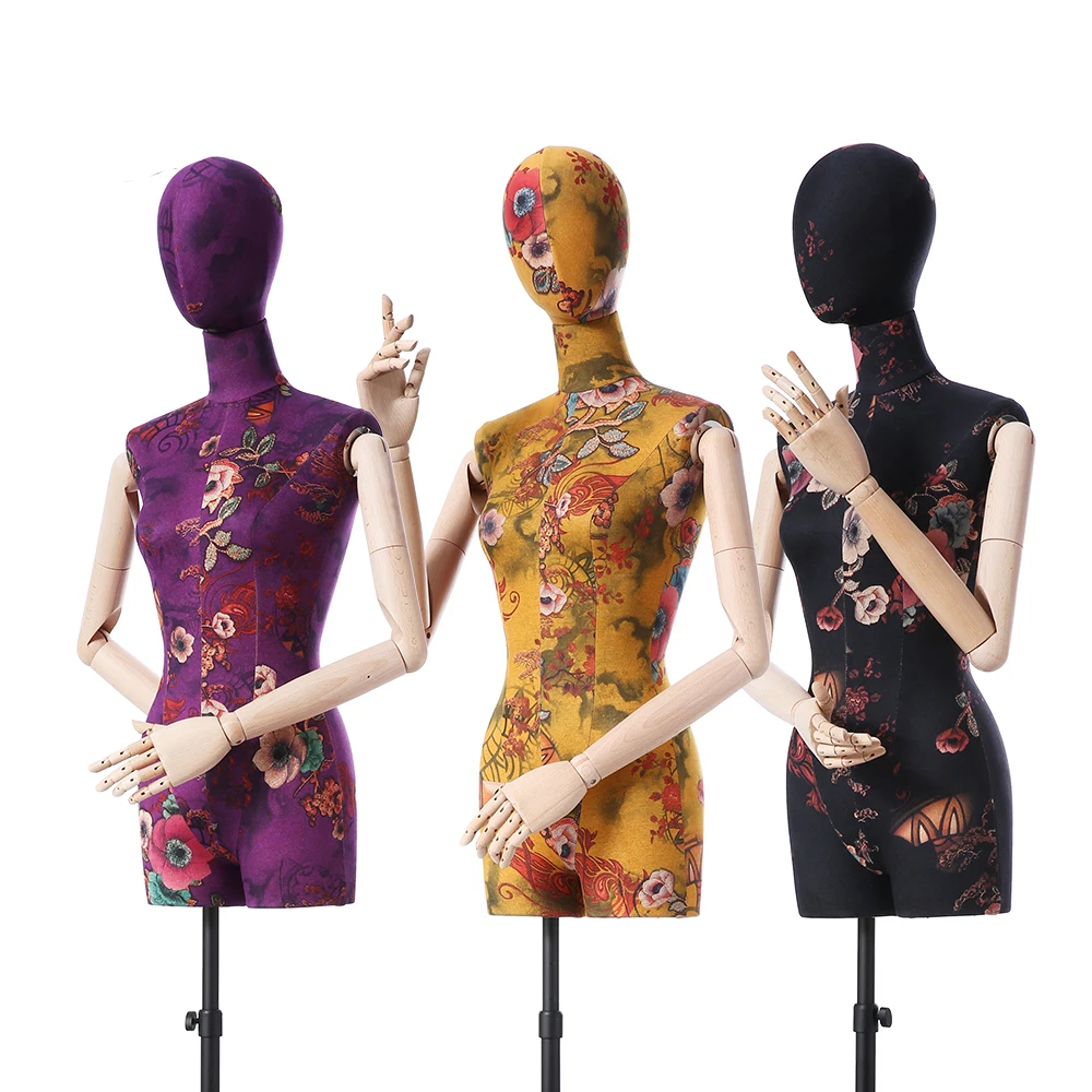 Adjustable Tailor Mannequin Italian Velvet Dressmaker Dummy for Sale Female Mannequin Torso Display Model for Boutique