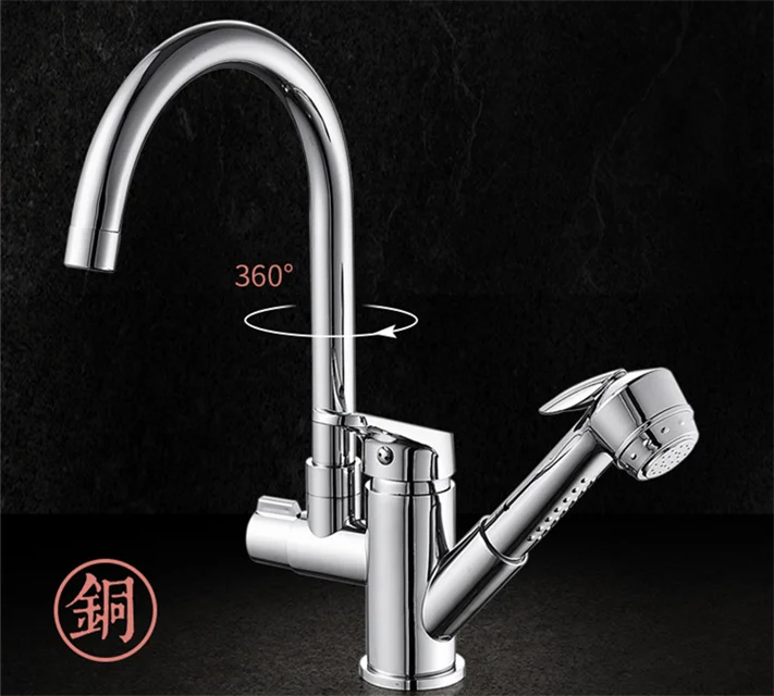 kitchen accessories Polished stainless steel double bowl kitchen sink with kitchen faucet and handhold shower