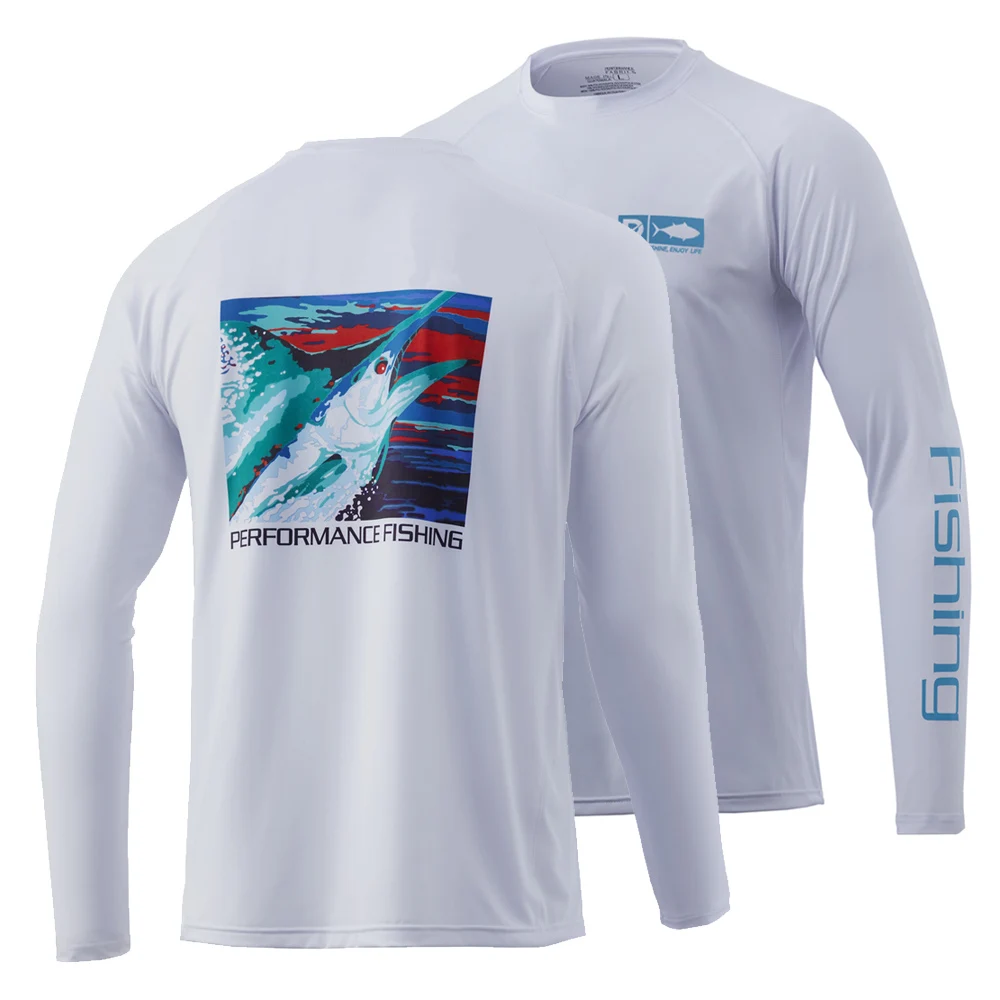 Custom LOGO Breathable Long Sleeve Dry-Fit fishing wear Quick Dry UV Protection spf UPF 50 Durable Polyester men fishing shirt