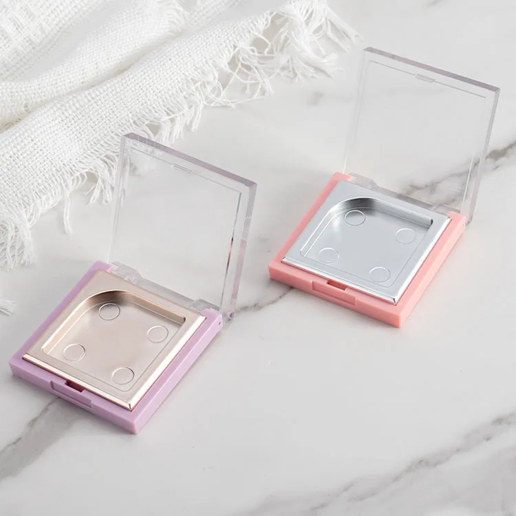 New Design Wholesale DIY Single Color Blush Case Plastic Mini Portable Eyeshadow Case Square Cosmetics Container