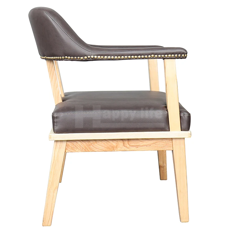 Modern Luxury Design Black High Back Leather Dining Chair For Home Furniture Set With Wood Bench Legs American Factory Made