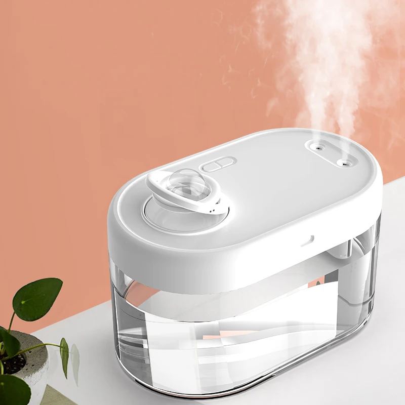 Guangdong Unique Desk Greenhouse Easy Clean Night Light Mini Dual Jet Double Nozzle Air Humidifier For Home
