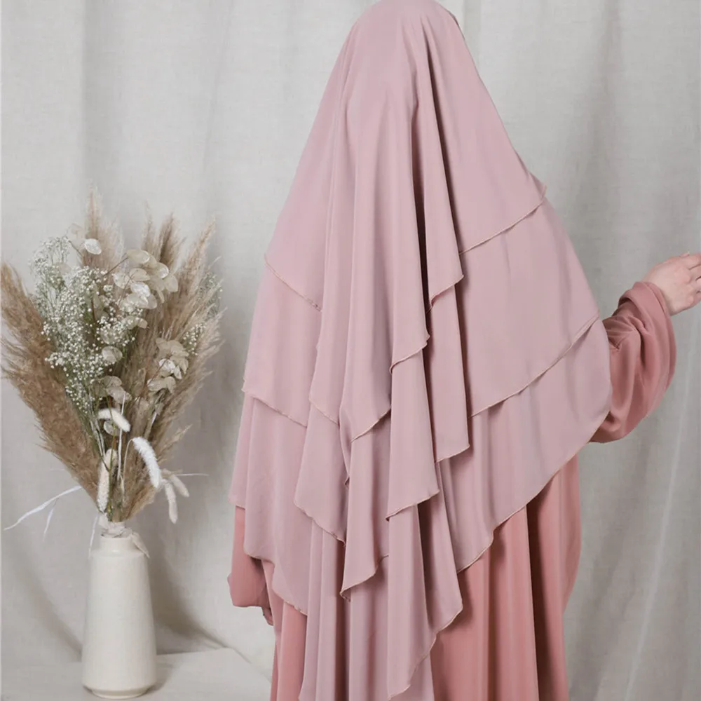 Loriya Abaya производитель женские платья мусульманская одежда платье хиджаб khhhimar HJ903 3-слойное Длинное Макси Khimar Chador в наличии