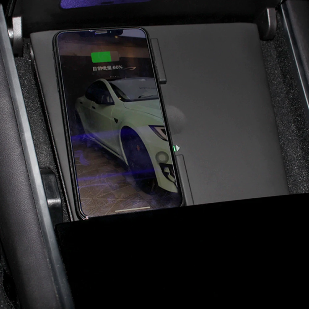 OEM Wireless Charger Dual USB Ports 20W Output Car Wireless Charger For Tesla Model 3 Fit for iPhone 11