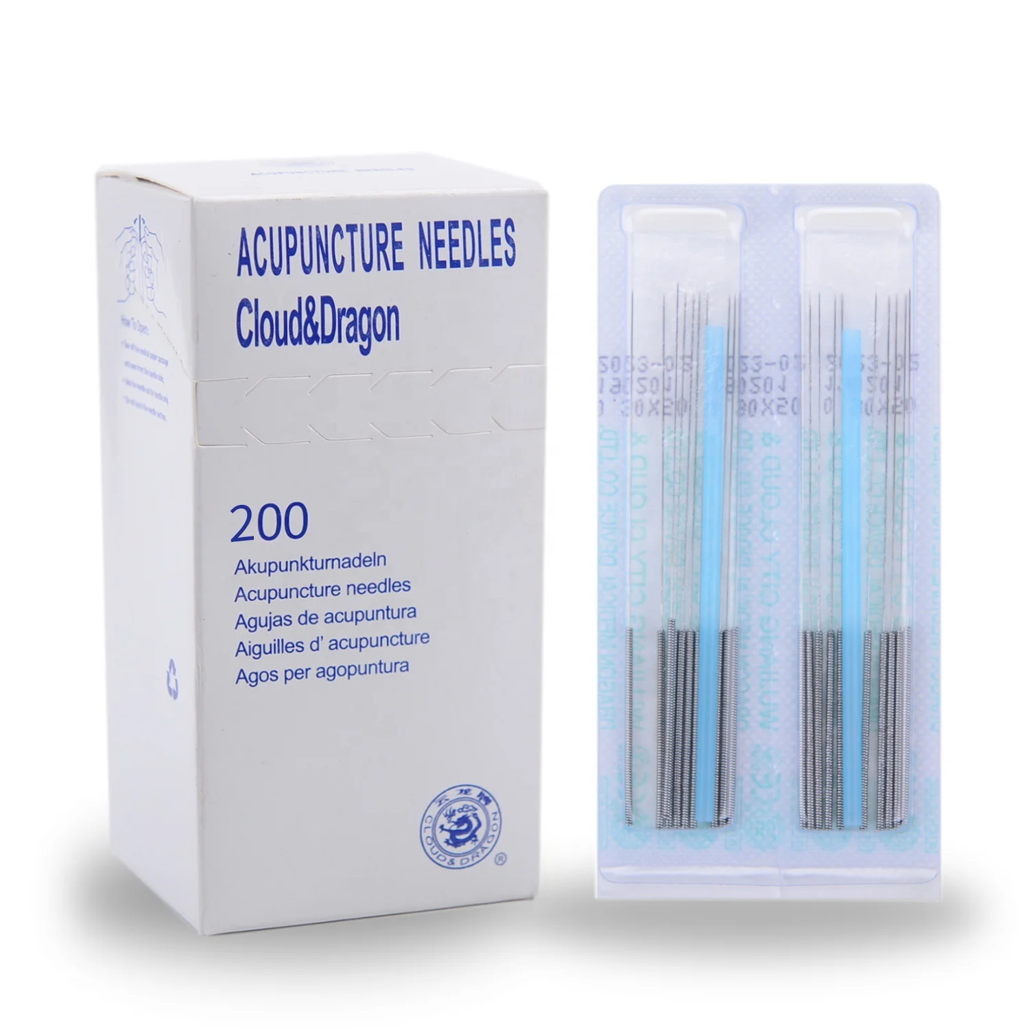 Korea Style 200PC/Box Stainless Steel Wire Handle Acupuncture Needles 10 needles with one blister PE