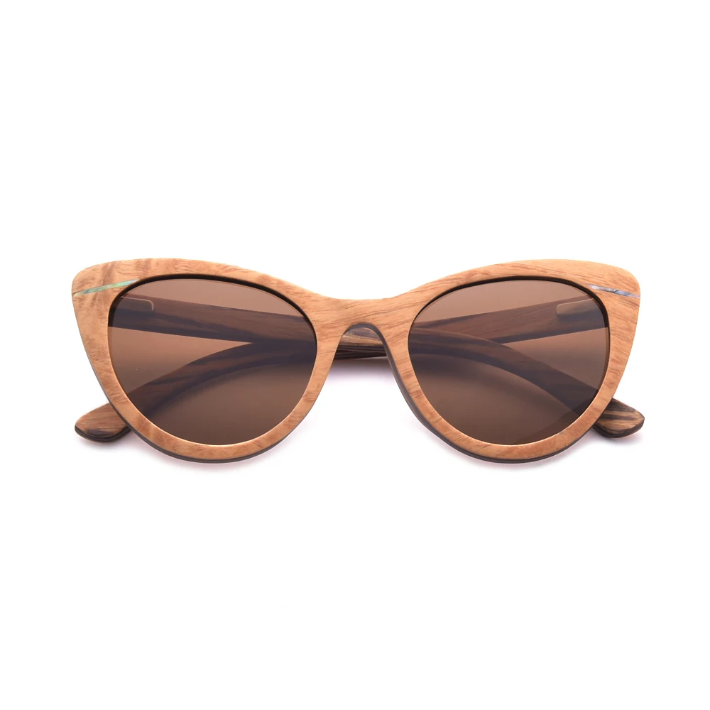 Cat Eye Wood Sunglasses for Women 2022 Luxury Designer Polarized Abalone Shell Black Sun Glasses Men Driving Shades