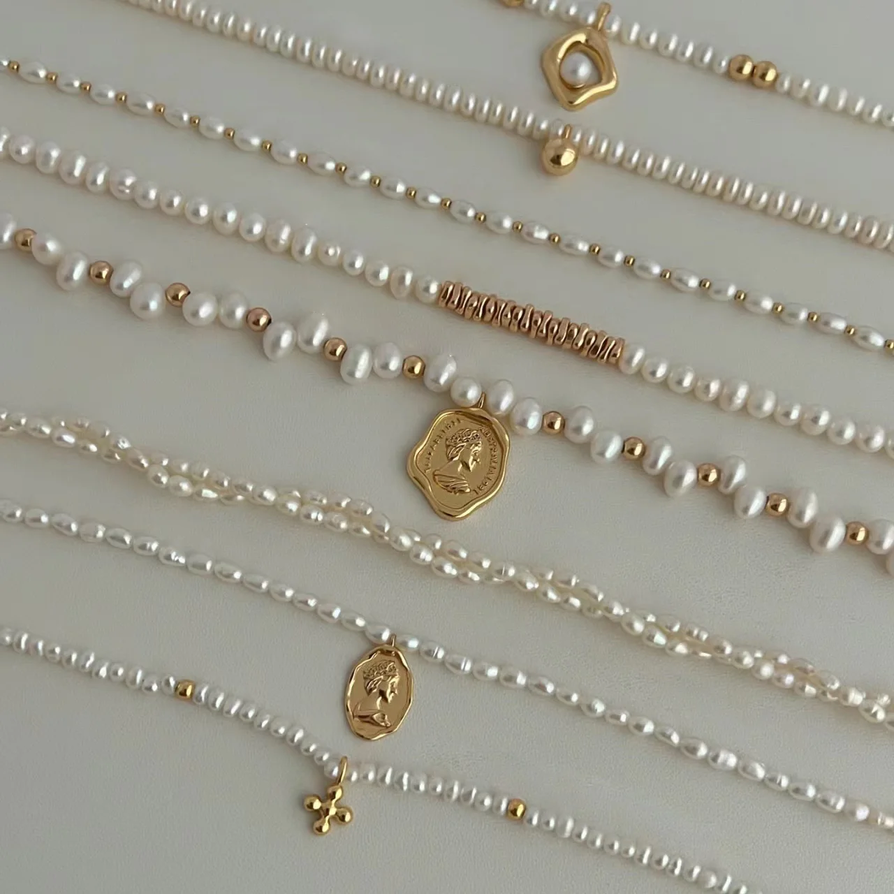 Customised freshwater pearl necklace gold plated pearl jewelry making diy necklace for women