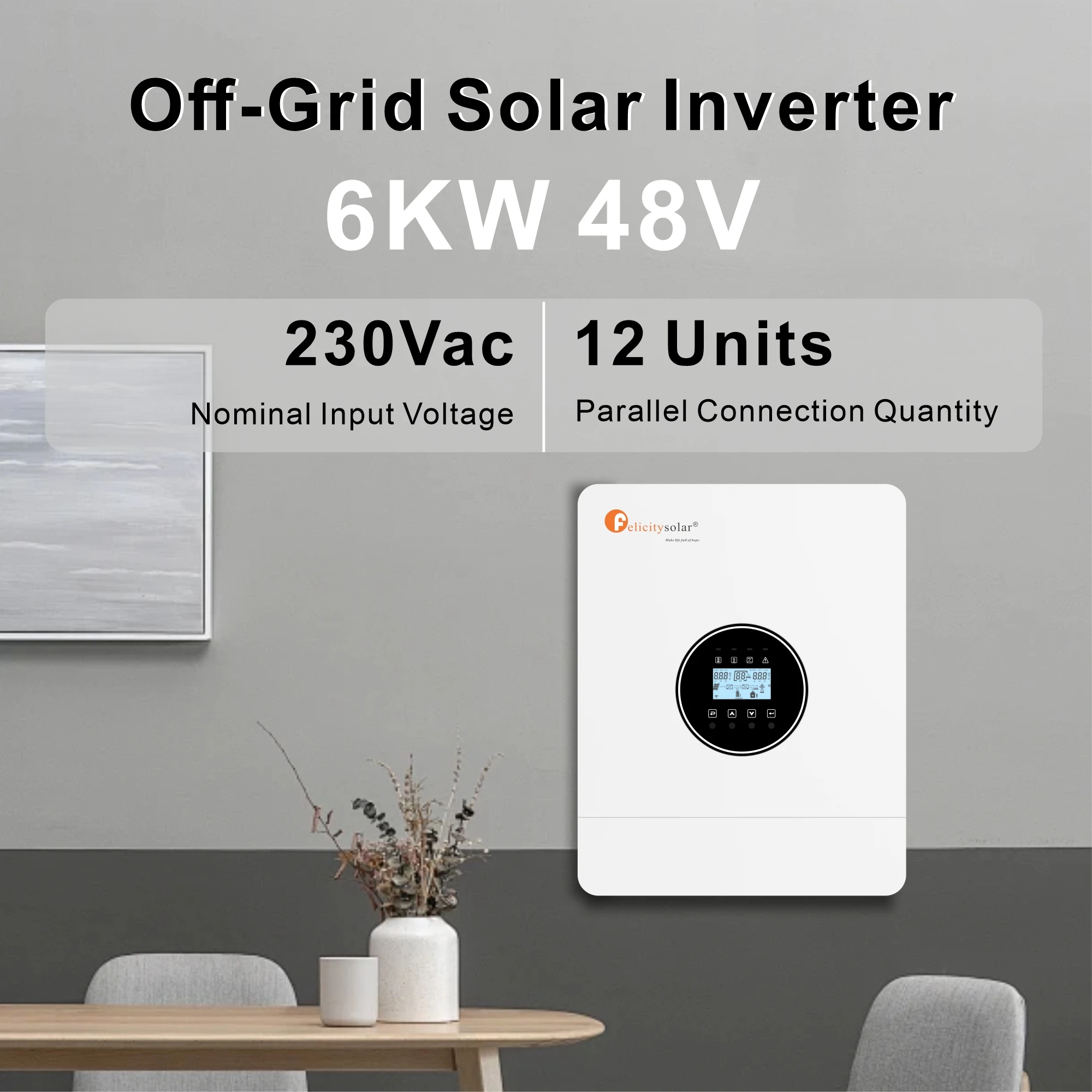 felicity 6kW High frequency 6000VA Three-Stage Charging Control Pure sine wave Inverter Off-grid Solar Inverter